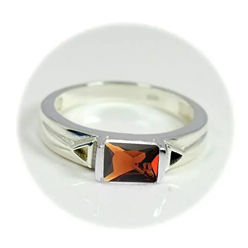 Produktbild: Wählen Sie Ihre Farbe Natürlicher Edelstein Sterling Silber Statement Ring Band Handgemachter Schmuck Größe 5 bis 12, Stein, Granat
