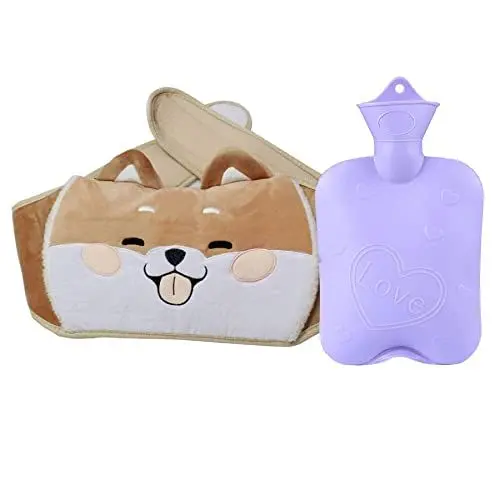 Produktbild: Wärmflasche, Gummi-Warmwassertasche mit weicher Taillenabdeckung, Wärmbeutel für Hals und Schulter, Rücken, Hand, Beine, Taille warm