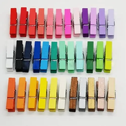 Produktbild: Wäscheklammern, 200 Stück Wäscheklammern aus Holz mit Regenbogenfarben Dekorative Clips Zum Aufhängen von Kleidung Basteln Kunstwerken