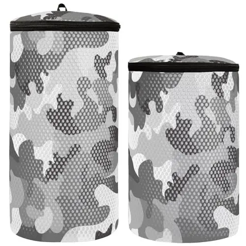 Produktbild: Wäschesack, Camouflage, Grau, Camouflage, Waschmaschinenbeutel, Netz-BH, Waschbeutel, Wäschesack für Feinwäsche, BHs, Unterwäsche, Socken, Reisewäsche-Aufbewahrung, 2 Stück