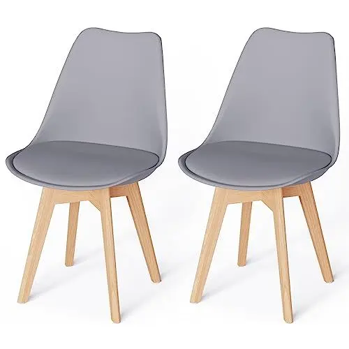 Produktbild: WAFTING 2er Set Esszimmerstühle Gepolsterter Stuhl mit Buchenholz-Beinen und Weich Gepolsterte Chair für Esszimmer Wohnzimmer Schlafzimmer Küche Besprechungsraum, (Gepolstert Grau)