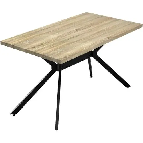 Produktbild: WAFTING Esstisch für 4-6 Personen, Moderner Esstisch aus Holz mit Holzmaserung und 2,5cm Dicken Metallfüßen, Geeignet für Küche, Wohnzimmer, Esszimmer, Helles HolzKorn