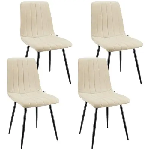 Produktbild: WAFTING Esszimmerstühle 4er Set, Gepolsterter Stuhl mit Hoher Rückenlehne, Esstischstühle mit Metallfuß, für Esszimmer, Wohnzimmer, Küche, Schlafzimmer und Empfangsraum, Beige
