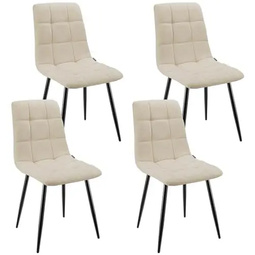 Produktbild: WAFTING Esszimmerstühle 4er Set, Gepolsterter Stuhl mit Hoher Rückenlehne und Leinendesign, Esstischstühle mit Metallfuß, für Esszimmer, Wohnzimmer, Küche, Schlafzimmer und Empfangsraum, Beige