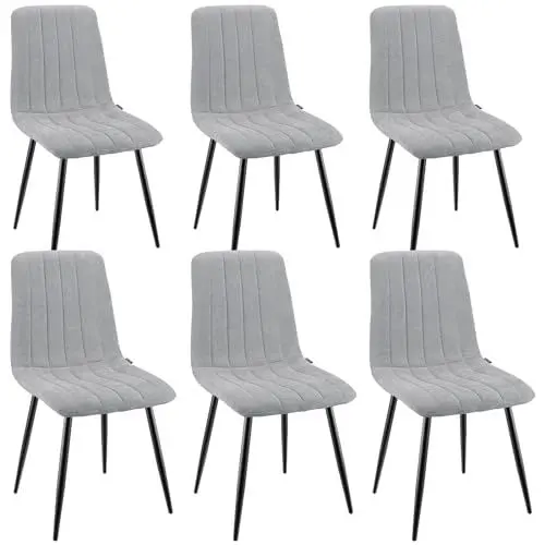 Produktbild: WAFTING Esszimmerstühle 6er Set, Gepolsterter Stuhl mit Hoher Rückenlehne, Esstischstühle mit Metallfuß, für Esszimmer, Wohnzimmer, Küche, Schlafzimmer und Empfangsraum, Grau