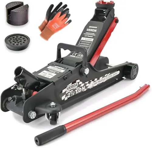 Produktbild: Profi 2,5T Hydraulischer Wagenheber 85-385 mm, 14 kg! SCHWER + 2X Gummi + Montagehandschuhe Rangierwagenheber Auto Heber Modellwahl Profi PKW SUV Wohnmobil, Geländewagen Profi (Wagenheber 2,5T)