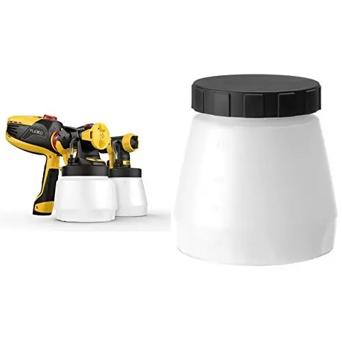 Produktbild: Wagner Farbsprühsystem W 590 FLEXiO für Dispersions-/Latexfarben, 15 m²-6 min, Behälter 1300 ml/800 ml, 630 W & Farbbehälter mit Deckel 800 ml, Zubehör für Farbsprühsysteme
