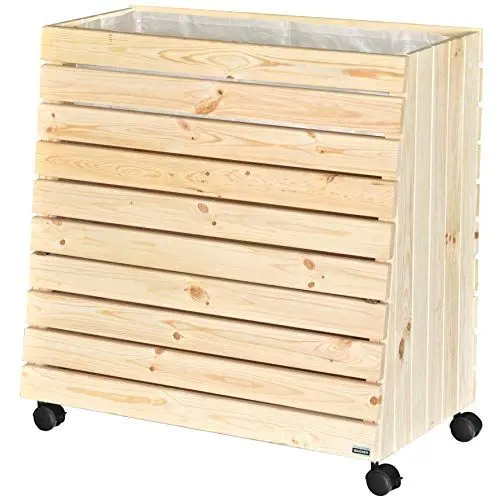 Produktbild: WAGNER Mobiles Hochbeet GreenBOX (Größe L Massivholz Natur 79 x 80 x 43/33 cm Rollen inkl. Pflanztasche), Holz naturbelassen