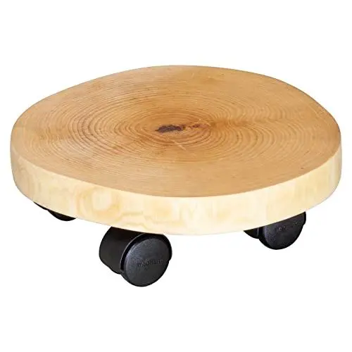 Produktbild: WAGNER Pflanzenroller BAUMSTAMM UNIKAT Ø 25-30 x 8 cm I Blumenroller für Innenbereich I Kübelroller aus Baumstammscheibe, Birke Natur geölt I Tragkraft 50 kg - 20026801