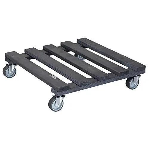 Produktbild: WAGNER Pflanzenroller PALETTI 38 x 38 x 9,5 cm I Kübelroller für Außenbereich + Innenbereich I FSC®-Massivholz, anthrazit, softe Rollen I Tragkraft 120 kg I Made in EU - 20041201