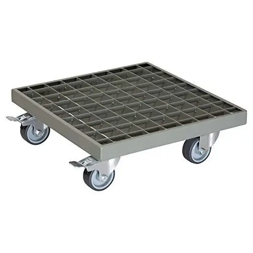 Produktbild: Wagner Pflanzenroller Industrial Style 29 x 29 x 9,5 cm I Blumenroller für Innenbereich + Außenbereich I Kübelroller aus beschichtetem Stahl Gitterrost, grau I Tragkraft 200 kg - 20701601
