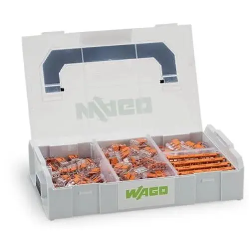 Produktbild: WAGO Verbindungsklemmen-Set 887-952 | 229-teilig, mit verschiedenen Verbindungsklemmen und Befestigungsadapter für alle Leiterarten, in praktischer L-BOXX Mini