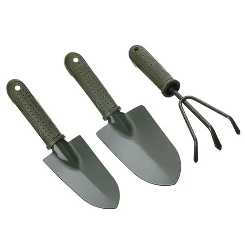Produktbild: Wagoodter Mini Gartenwerkzeug Set klein leicht Eisen Rechen Schaufel Spaten für drinnen und draußen lose Erde und Topfpflanzen 3 teilig (C)