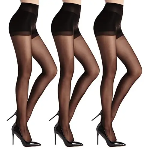 Produktbild: WAJIAFAR 3 Paar Strumpfhosen Für Damen，Bauchweg Strumpfhosen Damen ， Mit Tummy Control Hohe Taille Butt Lift Und Verstärkten Zehen Für Frauen