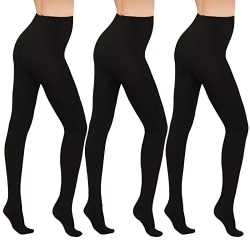 Produktbild: WAJIAFAR 3 Paar Thermo strumpfhose gefütterte Fleece blickdichte strumpfhose damen, hoch taillierte Bauchkompressions strumpfhose Winter(Schwarz-S)