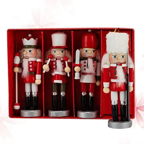 Produktbild: Wakauto 4 Stück Marionetten-Ornament Nuss Weihnachten Hängende Nussknacker-verzierung Vitrine Zum Aufhängen Hängende Weihnachtsdekoration Vitrinendekoration Zum Aufhängen Bambus Fenster