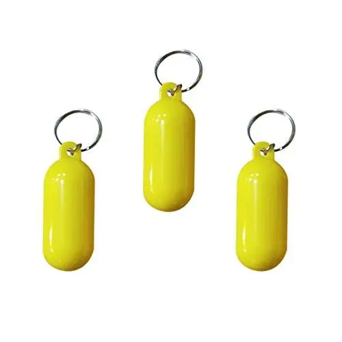 Produktbild: Wakauto Schwimmend Schlüsselanhänger mit Schlüsselring Fender Schlüsselbund Kanufahren Marine Sailing Bootfahren Rafting Magic Floating Keychain für Bootsport Wassersport (Gelb)