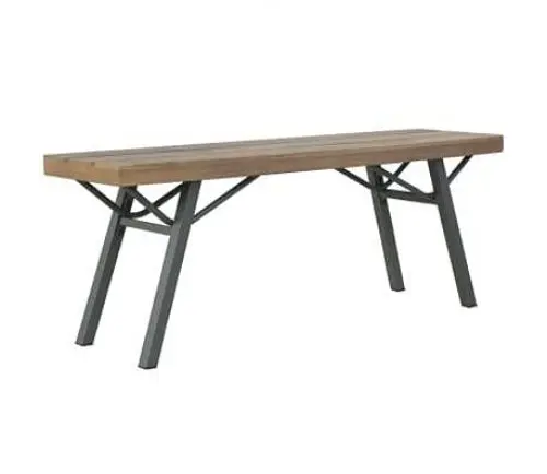 Produktbild: Wakects Gartenbank 120 cm Parkbank Holzbank Mit Stahlhockerbeinen Outdoor Balkonbank ohne Rückenlehne Sitzbank Massivholz Akazie 120 x 31 x 45 cm