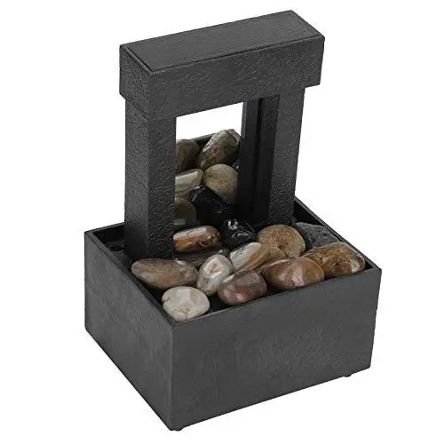 Produktbild: Wakects Indoor Desktop Brunnen Wasserfall,LED-Zimmerspringbrunnen Beleuchteter Wasserfall-Tischbrunnen mit Flussfelsen USB Desktop-Brunnen 16.5 x 11 x 9 cm