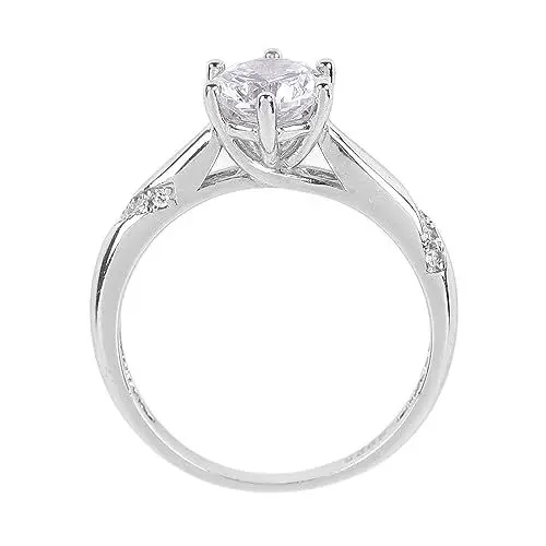 Produktbild: Wakects Silberringe für Damen 925, Solitär-Verlobungsring für Damen, Zirkonring aus Sterlingsilber, Größe 7