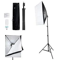 Produktbild: Wakects Softbox Fotografie-Beleuchtungsset mit 50x70cm Foto-Softbox, 135W 5500K E27 Glühbirnen, Lichtstativ und Koffer, Einfach zu Transportieren für Den Außenbereich