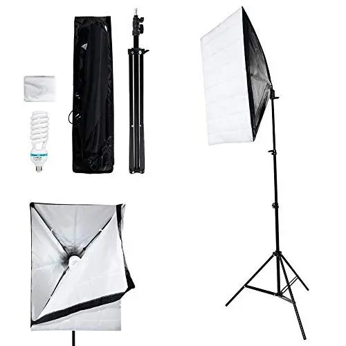 Produktbild: Wakects Softbox Fotografie-Beleuchtungsset mit 50x70cm Foto-Softbox, 135W 5500K E27 Glühbirnen, Lichtstativ und Koffer, Einfach zu Transportieren für Den Außenbereich