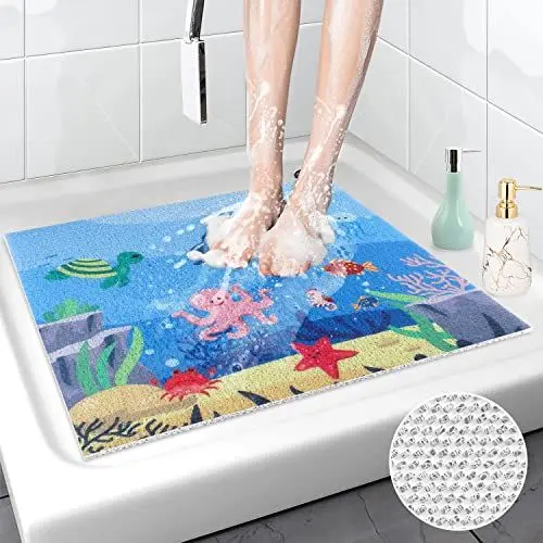 Produktbild: Walant Duschmatte rutschfest 60x60,Cartoon-Muster Duschmatte waschbar, PVC Luffa Schnell trocknend Badewannenmatte,antirutschmatte dusche für Nassbereiche & Duschtasse