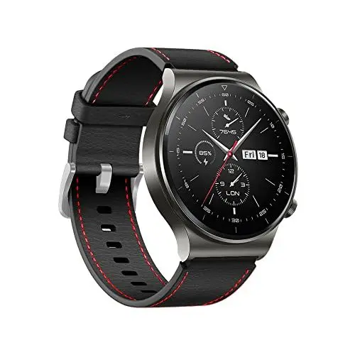 Produktbild: Walbison Leder Uhrenarmband 22MM, Armband Kompatibel mit Huawei Watch GT2 Pro, GT2, GT, GT 2e, Uhrenarmband für Herren und Damen, Lederarmband Ersatz mit Edelstahl Schnalle für Smartwatch, Schwarz