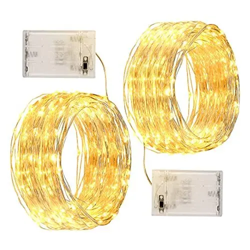 Produktbild: WALCHO LED Lichterkette mit Batterie Betrieb, 12 M 120 LEDs Lichterketten Batteriebetrieben Wasserdichte Lichter für Party, Garten, Weihnachten, Hochzeit, Beleuchtung Deko (Warmweiß, 2er Pack)