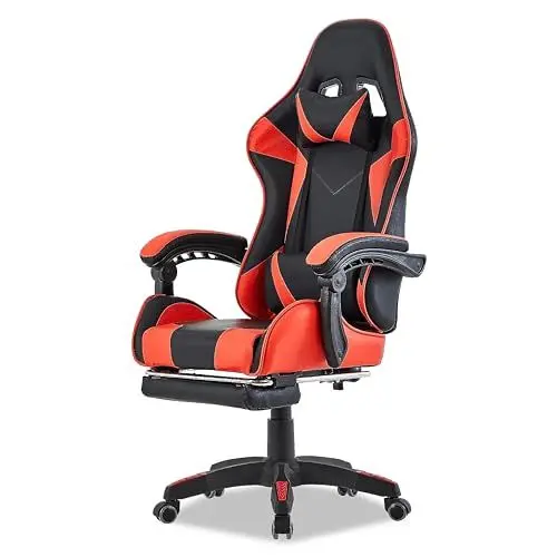 Produktbild: Walden Gaming Stuhl ergonomisch Office Chair bürostühle Gaming Chair Rückenlehne Sitzhöhe verstellbar Drehstuhl Racing Office Computer Ergonomic Video Game Chair (ROT)