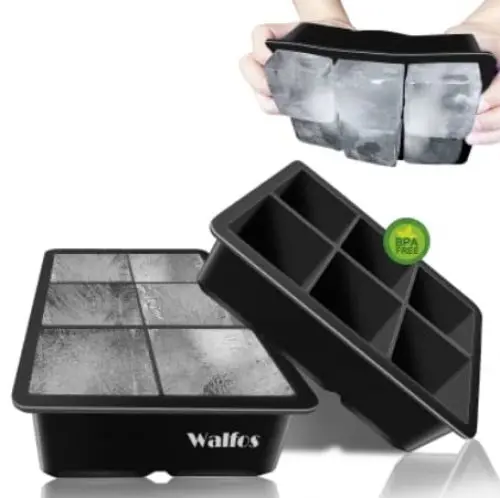 Produktbild: Walfos Groß Silikon Eiswürfelform 2 Stück Eiswürfelschalen Silikon mit Leicht Entformbare & BPA-freie Würfel Eiswürfel Form für Whisky, Cocktails, Saft, Schokolade, Süßigkeiten