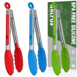 Produktbild: Walfos® Kochzange, Küchenzange 3er 18cm, Grillzange, Zangen Küche mit Silikon Spitze Servierzange, Mehrfarbig(Green, Red, Blue)