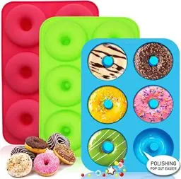 Produktbild: Walfos Silikon Doughnut Form - Antihaft Silikon Pfannen Set, einfach herausspringen! Hitzebeständig, für perfekte Donut-Kuchen, Kekse und Bagels, BPA-frei und spülmaschinenfest, 3er-Set