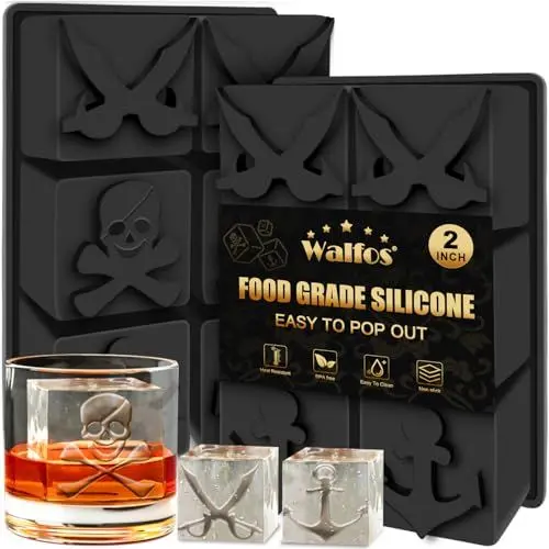 Produktbild: Walfos groß Eiswürfelform Silikon mit Deckel,2-Pack Eiswürfelbehälter, leicht herauszuspringen,BPA-frei und spülmaschinenfest,Geeignet für Bier Cocktails Whiskey