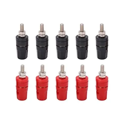 Produktbild: Walfront 4,0 Mm Bananensteckerbuchse 5 Paar M4-Gewinde Lautsprecher Bananenstecker Vergoldet Geschlossener Schraubstecker Anschlussklemme Audio Lautsprecher Kabel Stecker30VAC-60VDC/Max.24A