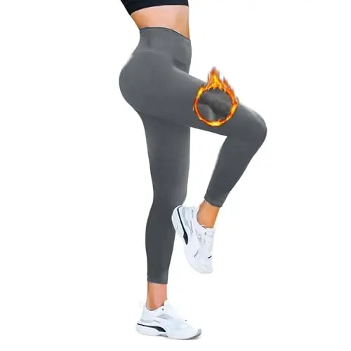 Produktbild: Walifrey Fleece gefütterte Leggings Damen, Hochtaillierte Thermo-Leggings Damen Grau LXL