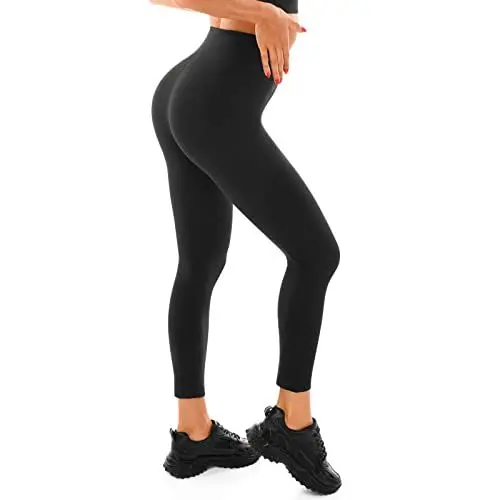 Produktbild: Walifrey Fitness-Leggings für Damen, hohe Taille, Training, Fitnessstudio, Sport, Schwarz, S-M