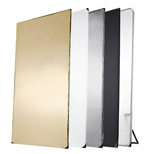 Produktbild: Walimex Pro 5-in-1 Reflektorpanel, 100x200 - Ideal für alle Bereiche der Fotografie, Aufhellung von Schatten, einfacher Aufbau, 5 Farboptionen, inkl. Transporttasche