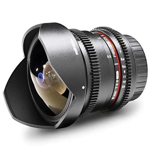 Produktbild: Walimex Pro 8mm 1:3,8 VDSLR Fish-Eye II Objektiv Foto- und Video für Canon EF-S Objektivbajonett schwarz (manueller Fokus, für APS-C Sensor gerechnet, stufenlose Blendeneinstellung)