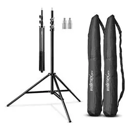 Produktbild: Walimex pro 2X Lichtstativ WT-806 mit Federdämpfung I Höhe max. 256cm, stabiles Lampenstativ belastbar bis 6kg, Beleuchtungsstativ für Ringlicht, Reflektor, Blitz & Video, inkl 3/8