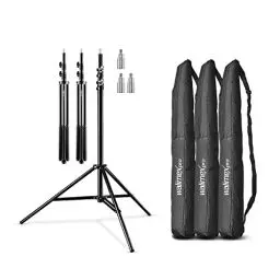 Produktbild: Walimex pro 3x Lampenstativ WT-806 mit Federdämpfung I Höhe max. 256cm I stabiles Lichtstativ belastbar bis 6kg I Beleuchtungsstativ für Ringlicht, Reflektor, Blitz & Video I 3/8