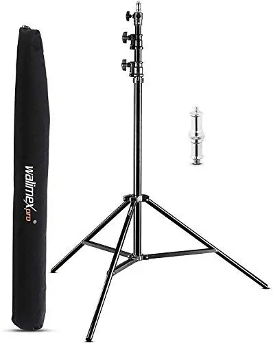 Produktbild: Walimex pro AIR 290 Deluxe Lampenstativ 290 cm - Lichtstativ mit Luftfederung Höhe max 290 cm, 7 kg Traglast, stabil und vielseitig, Aluminium, Leuchtenstativ für Fotografie Studio Outdoor, Schwarz