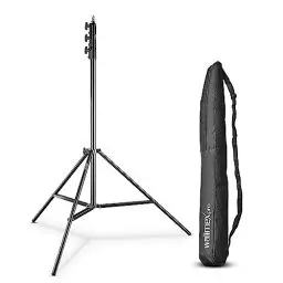 Produktbild: Walimex pro AIR 355 Lampenstativ - Lichtstativ mit Luftfederung, Höhe max 355 cm, 8 kg Traglast, sehr hoch und stabil, Aluminium, Leuchtenstativ für Fotografie Studio Outdoor, Schwarz