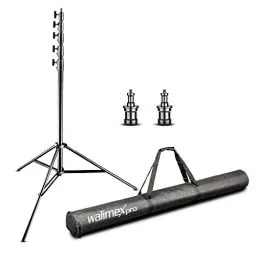 Produktbild: Walimex pro AIR Jumbo 600 Lampenstativ 600cm - luftgedämpftes Lichtstativ Aluminium 6m max Höhe 22,5 kg Traglast, stabil & komfortabel Leuchtenstativ für Film Fotografie Studio Outdoor, mit Tasche