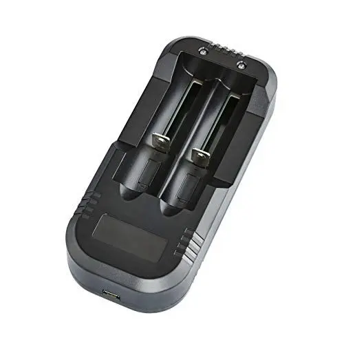 Produktbild: Walimex pro Dual Ladegerät für Li-Ion Akku 18650 18350 - Mit intelligentem IC-Chip gegen Überladung, automatische Ladestromwahl, für max. 2 Akkus Gimbal, e-Zigaretten, RC-Car UVM.