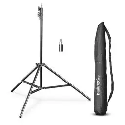 Produktbild: Walimex pro FT-8051 Lampenstativ 260cm - Lichtstativ mit Federdämpfung, Höhe max 260 cm, 5 kg Traglast, Aluminium, für Fotografie Studio Outdoor, mit Tasche und Adapter, Schwarz
