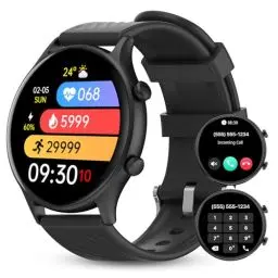 Produktbild: WalkerFit Smartwatch Herren mit Telefonfunktion: 1.39“ Fitnessuhr, Armbanduhr Wasserdicht Schrittzähler mit Pulsmesser/Schlafmonitor/120+ Sportmodi Fitness Tracker für Android iOS