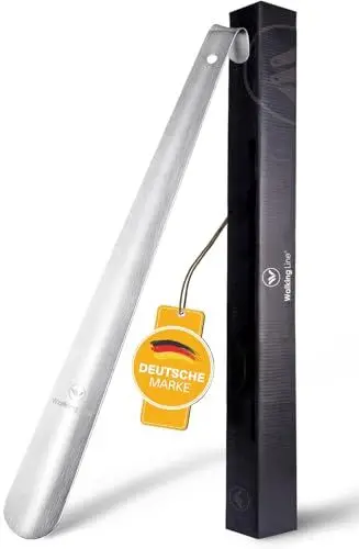 Produktbild: Walking Line® Premium Schuhlöffel lang 42cm (SEHR STABIL) aus Gebürstetem Edelstahl - Schuhanzieher lang Metall - Schuhlöffel kurz - Schuhlöffel Metall lang - Schuhlöffel Lang Metall