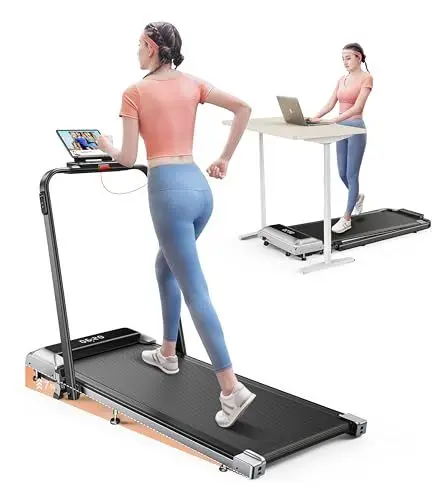 Produktbild: Laufband für Zuhause mit Neigung, 2 in 1 Walking Pad, 12km/h Klappbar Laufband mit Steigung, 2.5HP Under Desk Schreibtisch Treadmill für Zuhause & Büro, Fernbedienung und App, Keine Installation