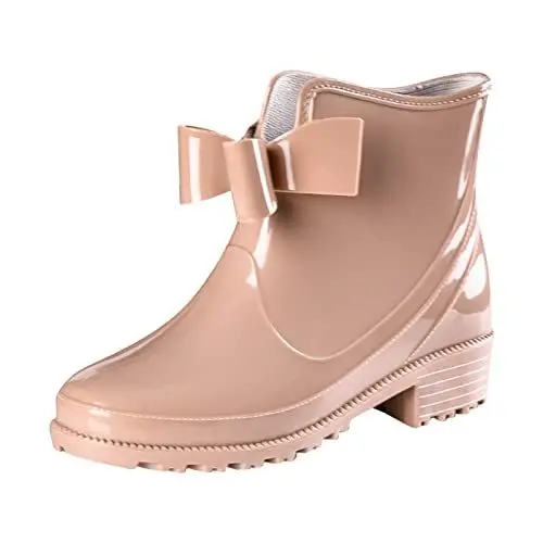 Produktbild: Walking Schuhe Damen Wasserdicht Damen Schuhe Damen-Regenschuhe, wasserdichte Schuhe, bequeme, leichte, knöchelhohe Regenstiefel, bereifte Kampfstiefel Damen Winterstiefel Damen Schwarz (A, 39)